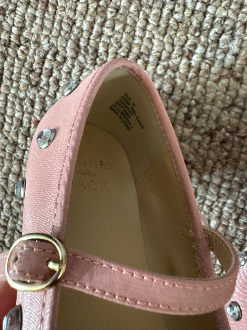 Janie and Jack Pink Jewel Ballet Flats with Bow and Rhinestones